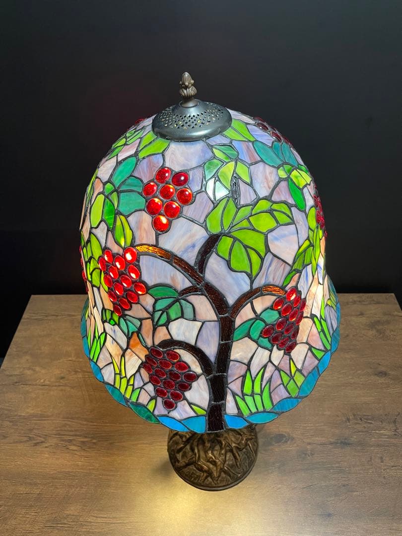 ヴィンテージ　ステンドグラステーブルスタンド　テーブルランプ　葡萄(大)88cm