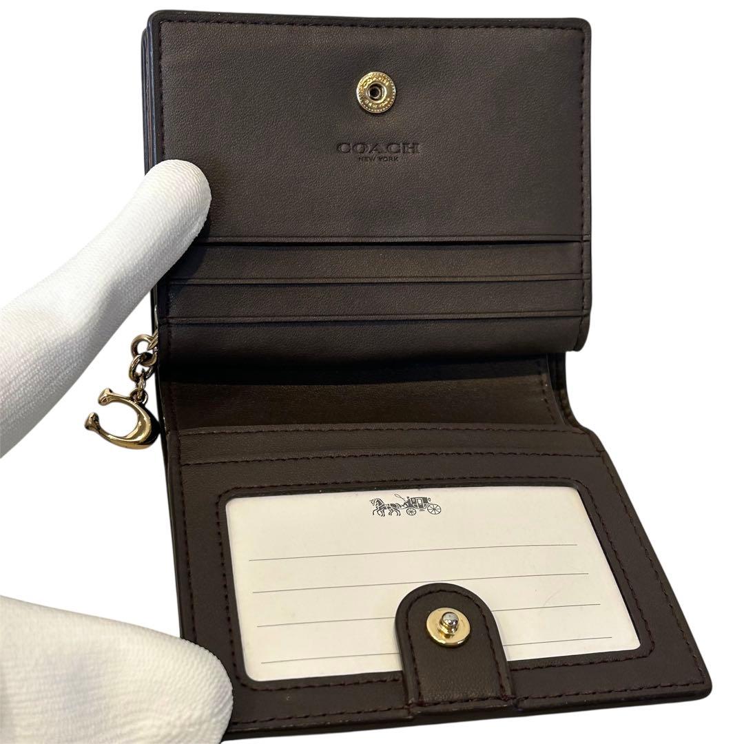 【美品✨即日発送】COACH コーチ 二つ折り財布 ブラウン L字ファスナー