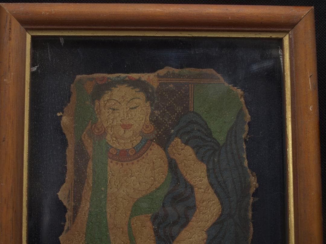 骨董市掘り出し品 中国唐時代　敦煌莫高窟壁画 彩絵　 AK1802B16-3