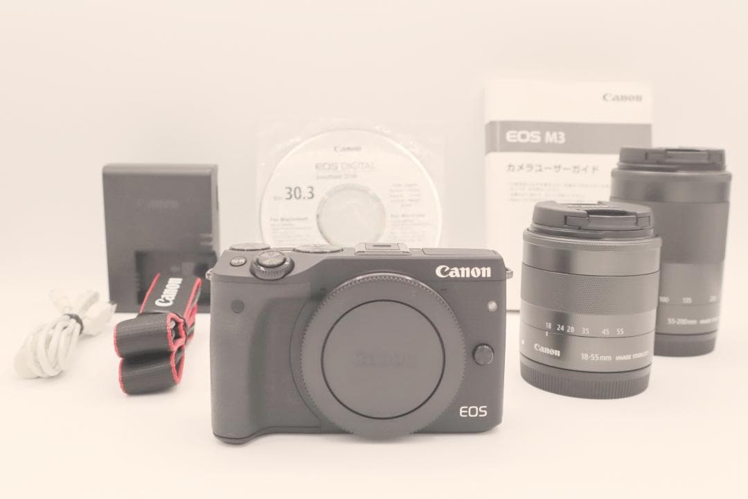 【美品】Canon キヤノン EOS M3 ダブルズームキット ブラック