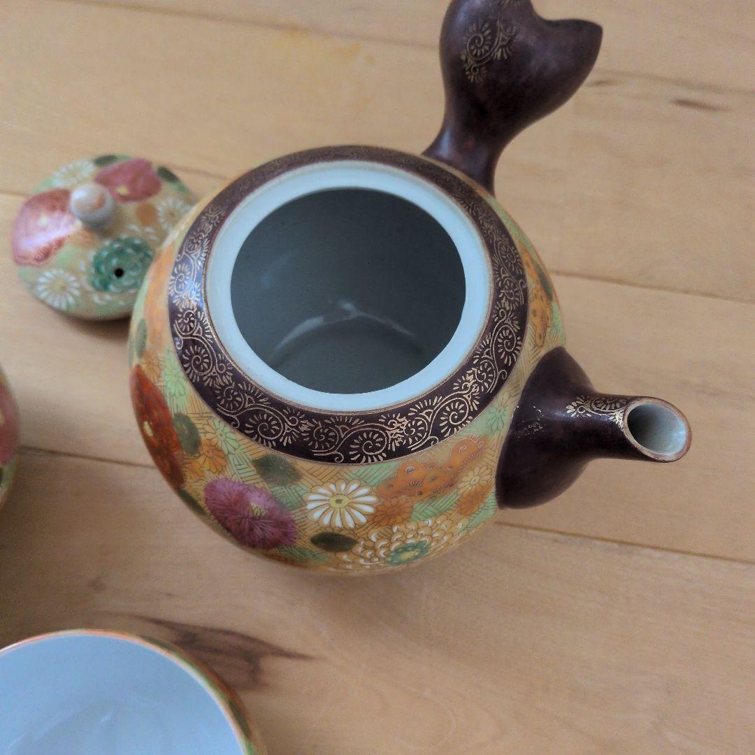 茶道具セット 花柄 陶器製 6点 九谷焼