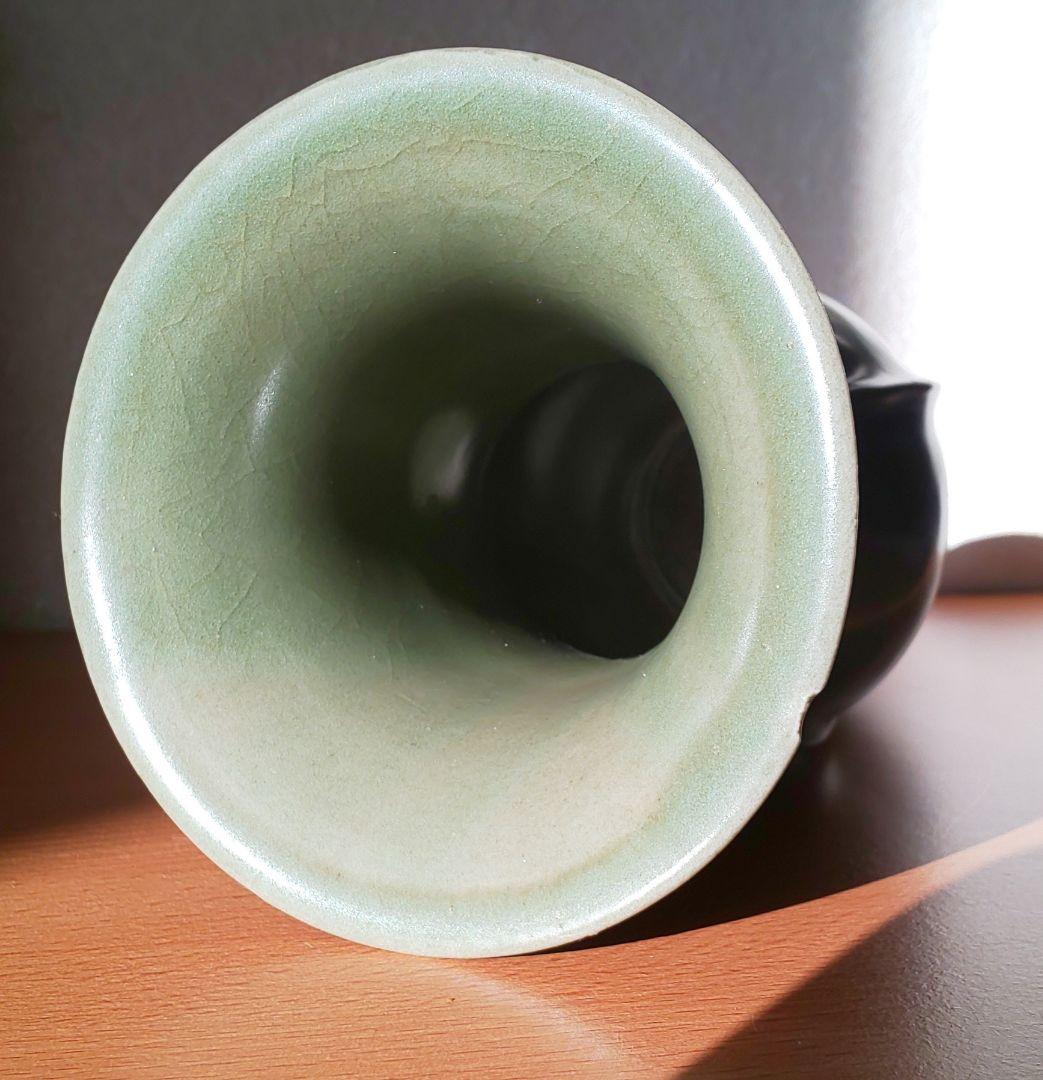 青磁中国美術 宋龍泉窯粉 梅子青出青磁品種 尊式 花瓶