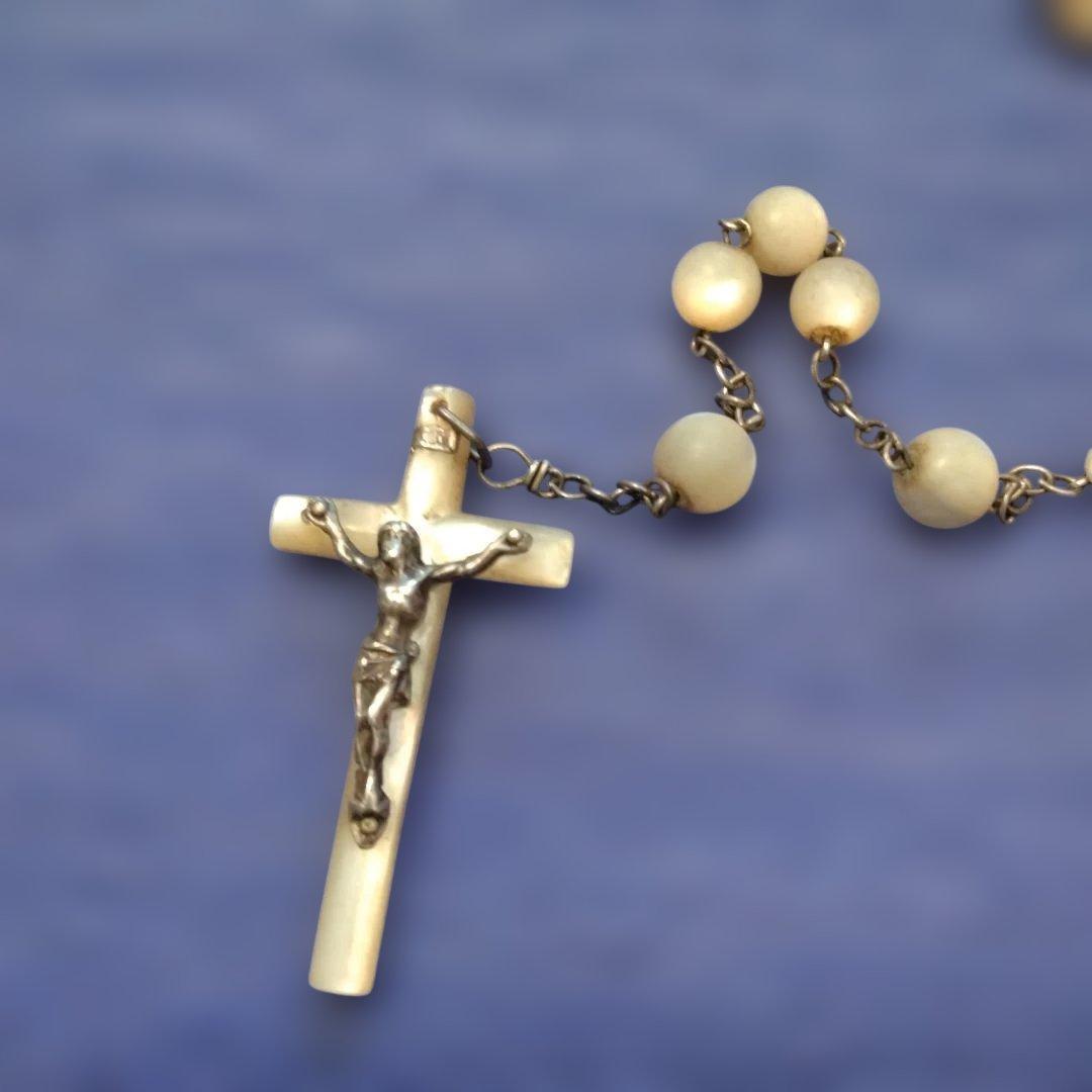 お値下げ　アンティーク　ロザリオ　マザーオブパール　フランス