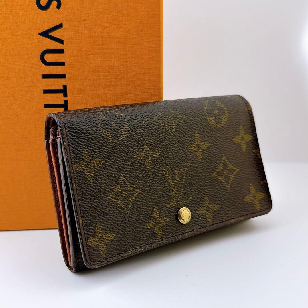 【美品】ルイヴィトン モノグラム ポルトモネ ビエ トレゾール 二つ折り財布