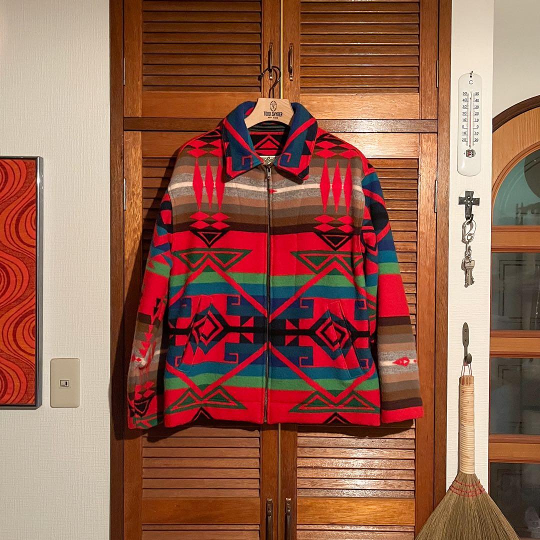美品 ネイティブ柄 ウールジャケット ビンテージ80s 90s Lサイズ相当