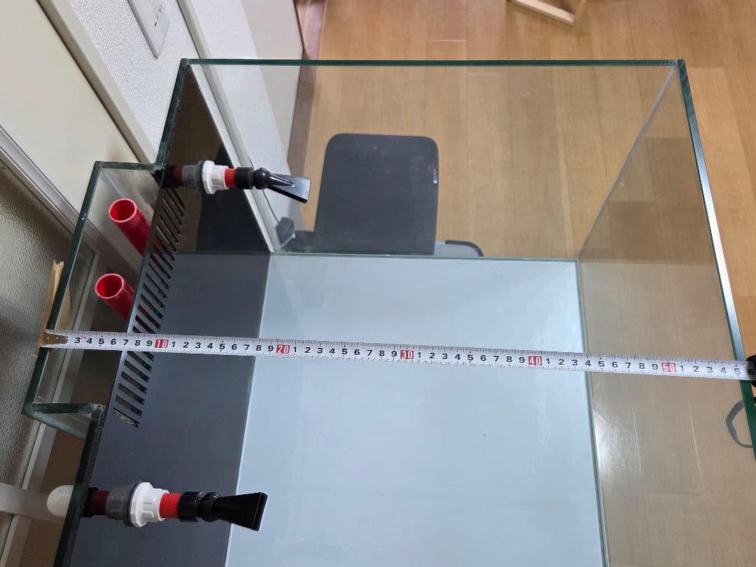 オーバーフロー水槽 透明ガラス 上部フィルター付き