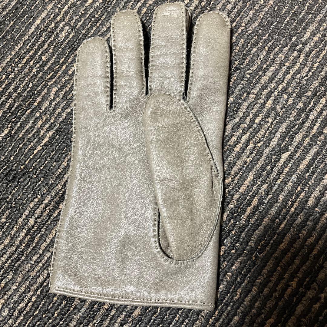 HERMES グレー レザー手袋　サイズ9