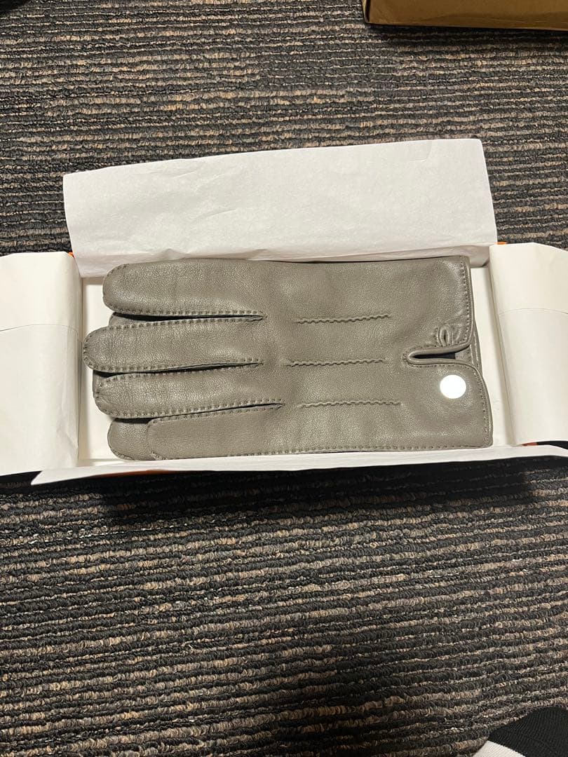 HERMES グレー レザー手袋　サイズ9