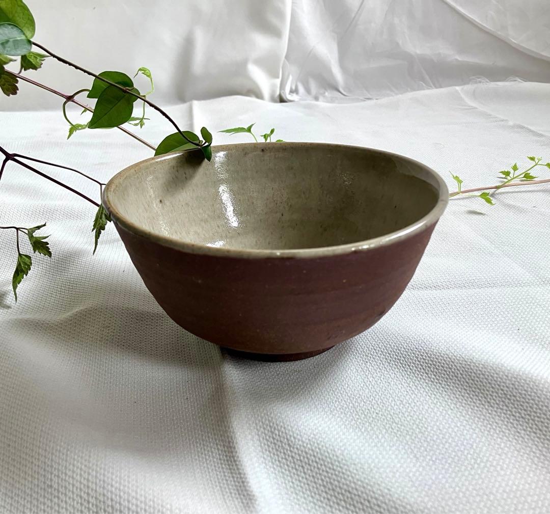 ✅お茶道/茶器/抹茶椀/側面は素焼き見込みにのみ釉薬/美品