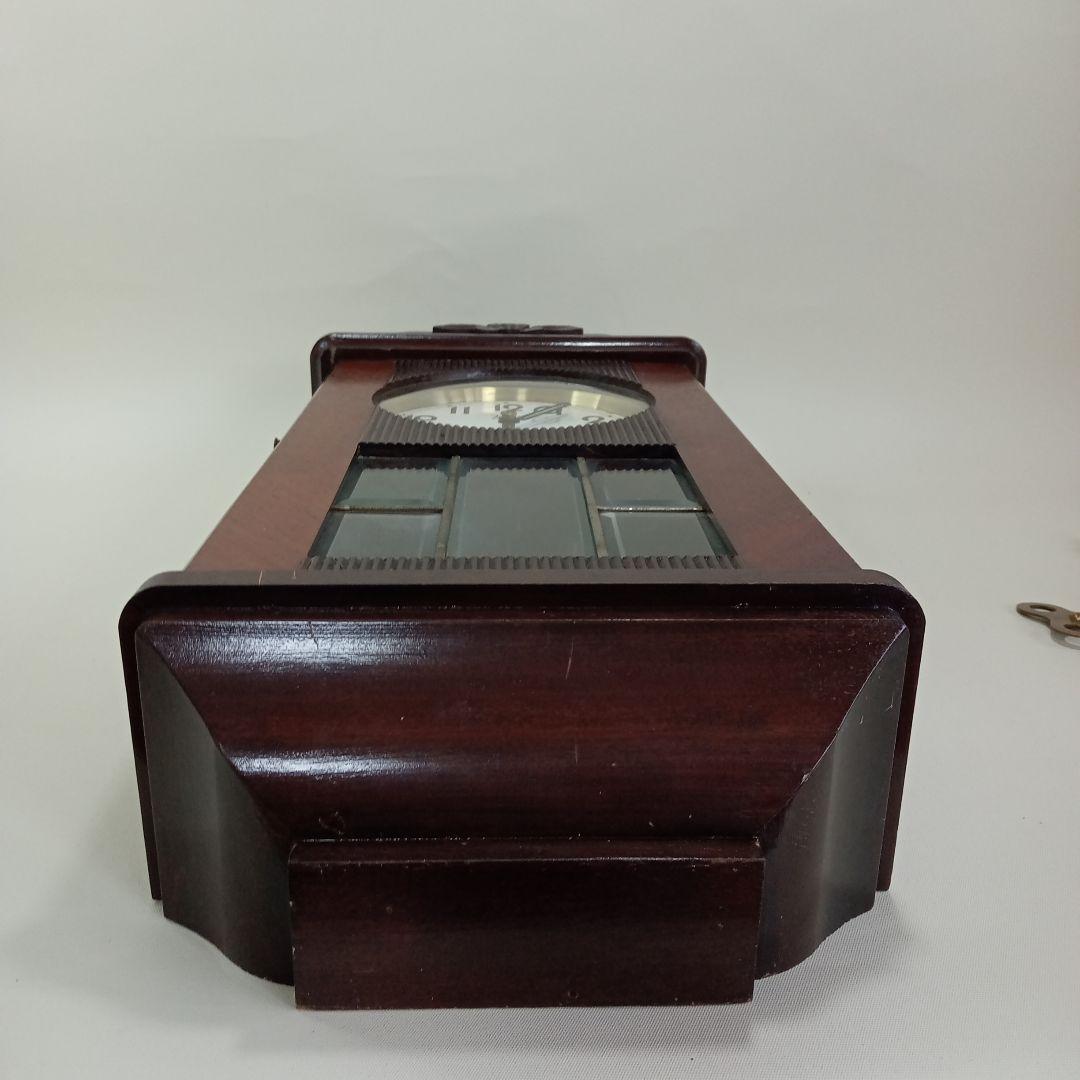 アンティーク　明治時計社　柱時計　手巻式