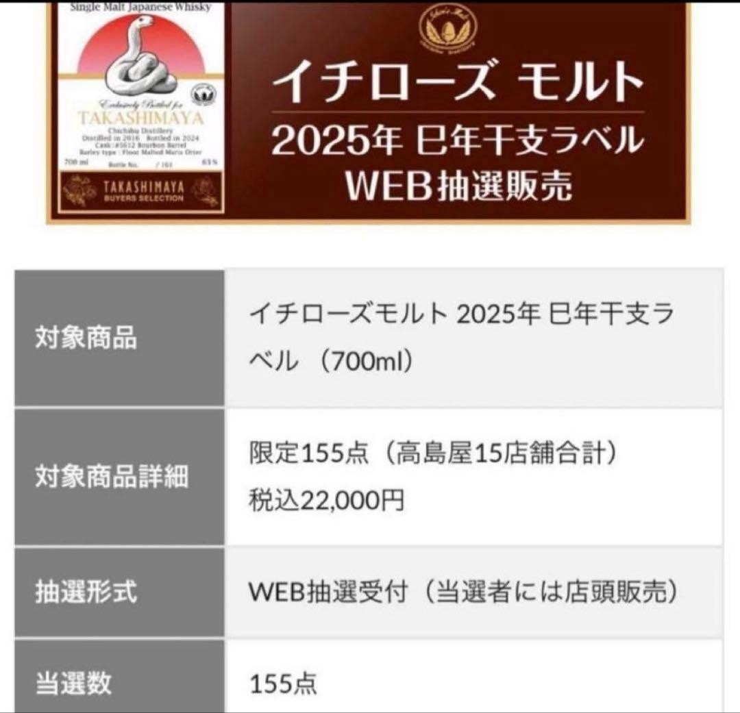 ゾロ目✴︎イチローズモルト 2025年 巳年干支ラベル