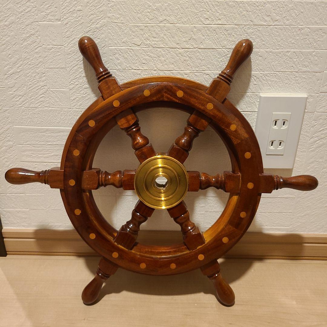 木製舵輪　レトロ　オブジェ　アンティーク