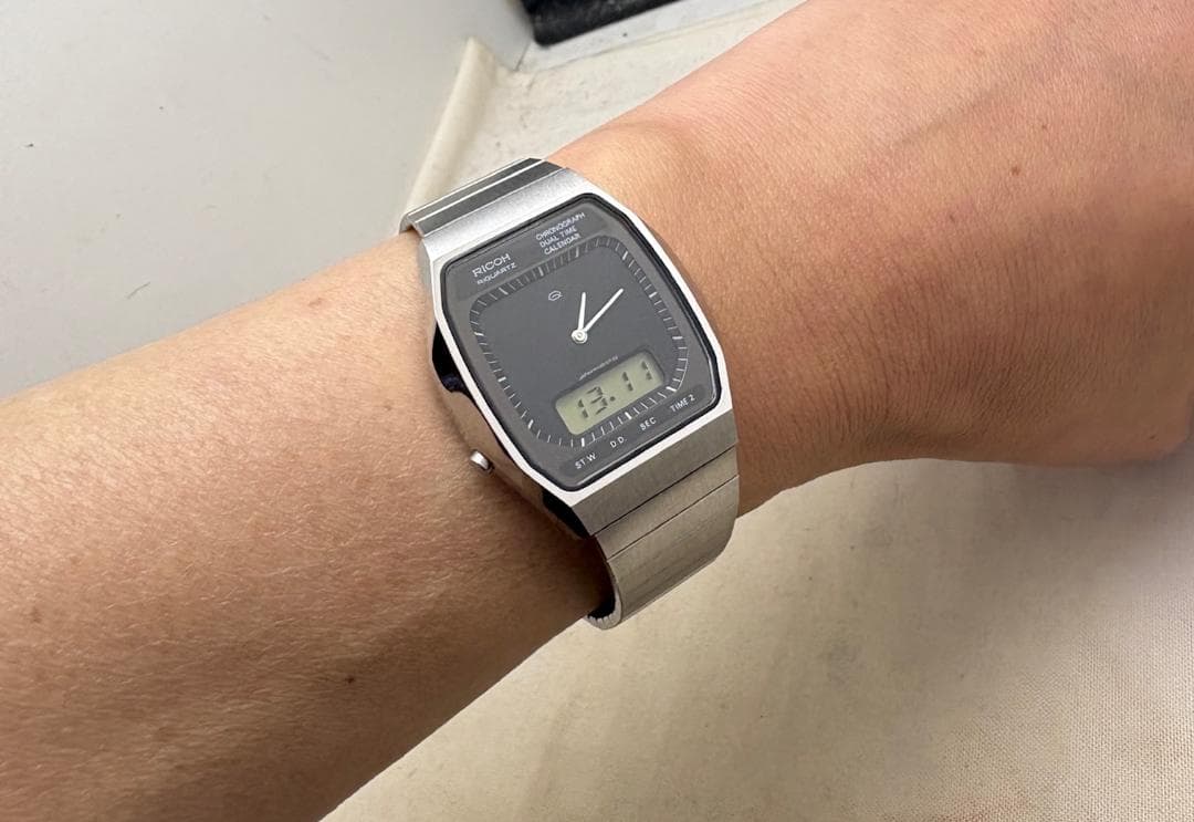 865/稼働 80年代 リコー リクオーツ ミラー文字盤 デジアナ デジタル