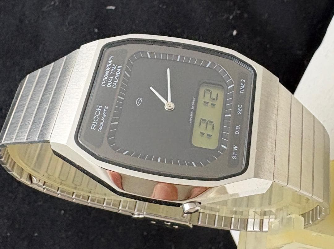 865/稼働 80年代 リコー リクオーツ ミラー文字盤 デジアナ デジタル