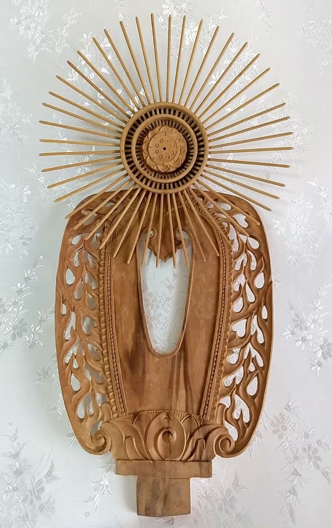 光背のみ#552 立像6.0寸用 放射光 火焔 透し彫◆白檀 木彫 仏像付属品