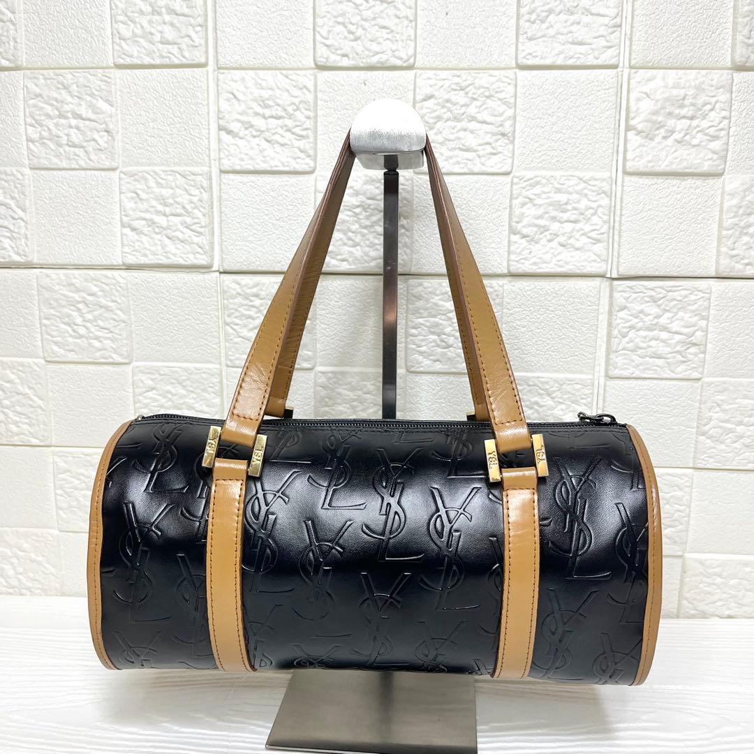 【入手困難】✨美品✨☘️イブサンローラン☘️✨ミニボストンバッグ✨YSL柄✨金具ロゴ