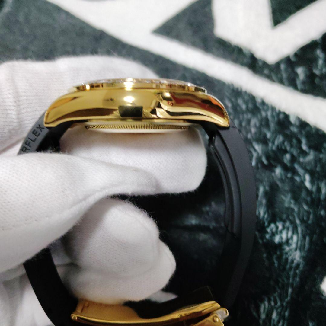 ゴールド クロノグラフ 時計 ラバーベルト