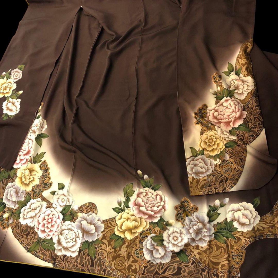 振袖フルセット(8点)・作家物・落款入り・更紗牡丹・高級縮緬・モダン・逸品