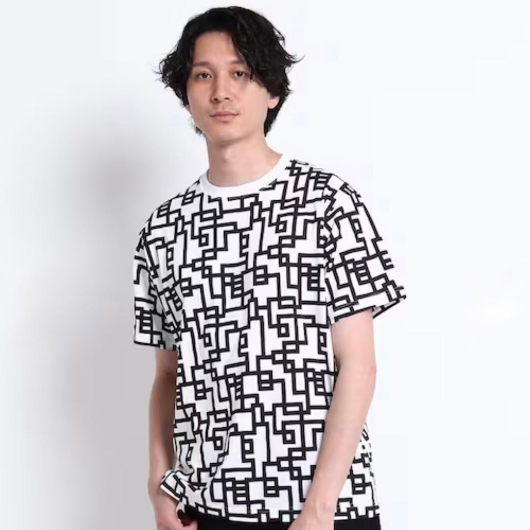 布袋寅泰 TAKEO KIKUCHI 総G柄プリントTシャツ S / ホワイト
