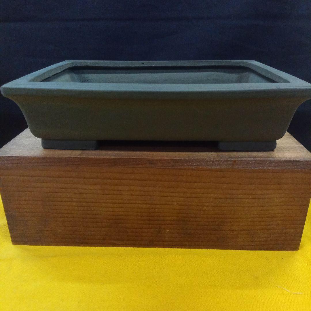 015.【寿悦】烏泥/外縁長方鉢/ミニ盆栽鉢/木箱付き