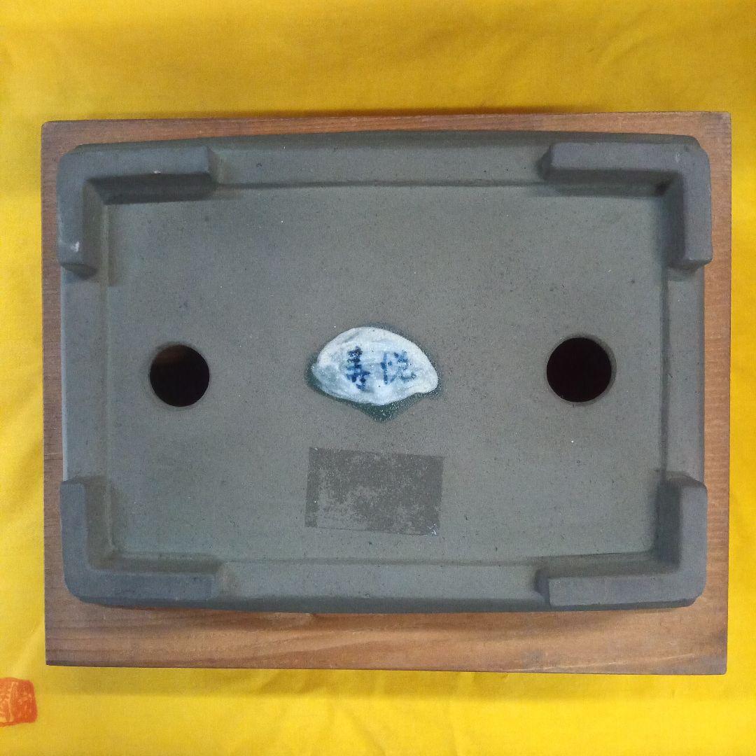 015.【寿悦】烏泥/外縁長方鉢/ミニ盆栽鉢/木箱付き