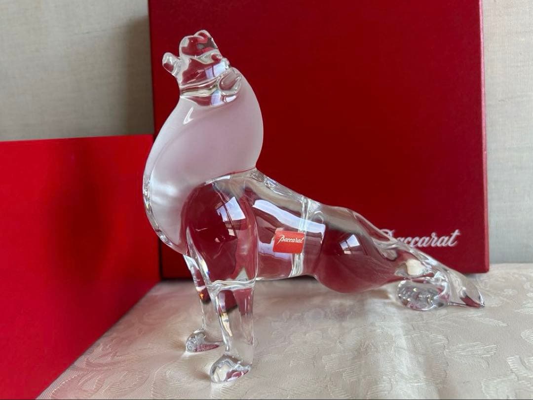 Baccarat バカラ　クリスタルフィギュリン　ライオン　咆哮　雄叫び