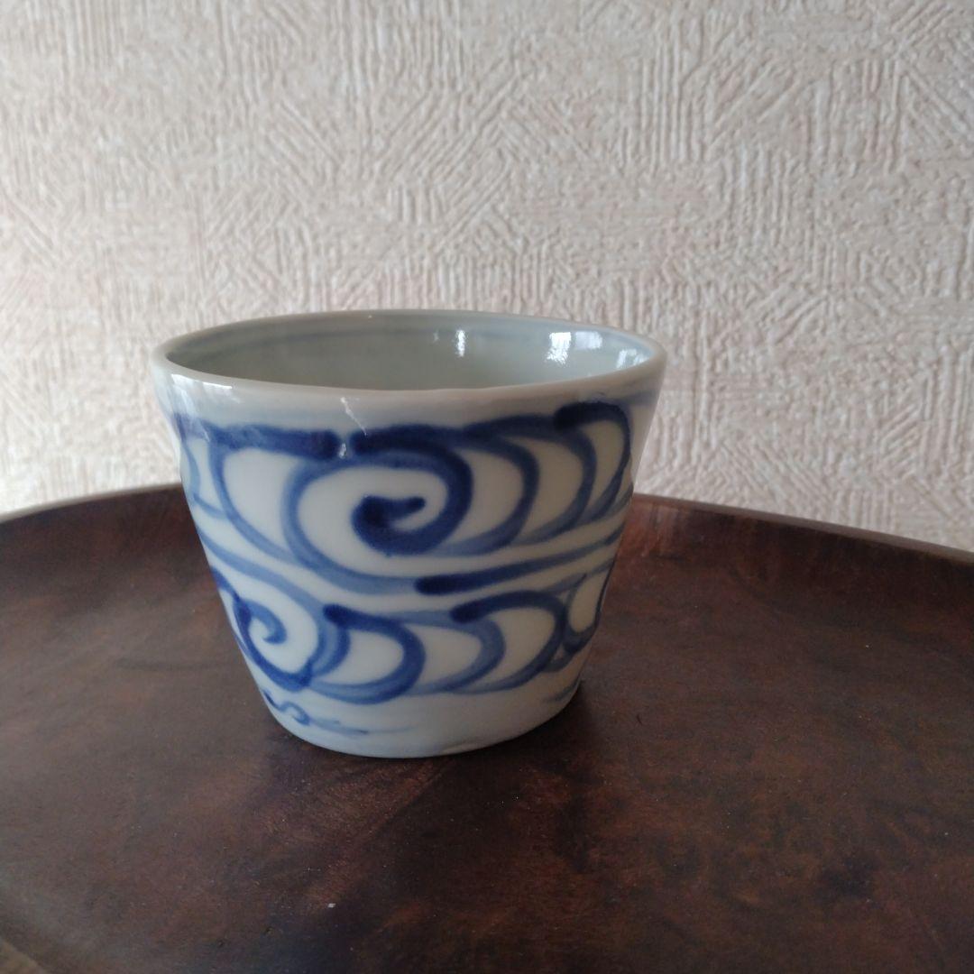 古伊万里染付渦潮文蕎麦猪口江戸時代