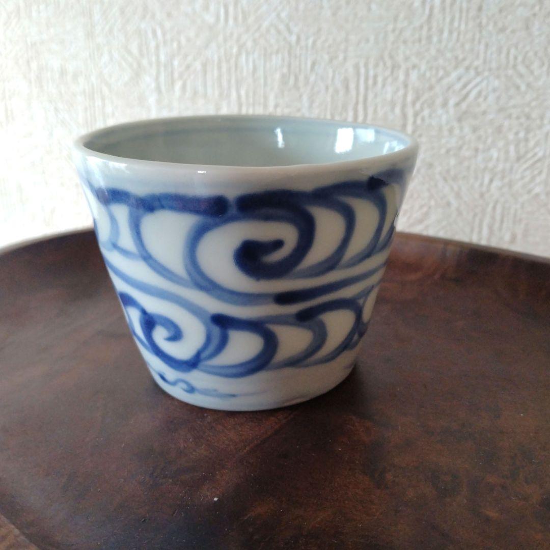 古伊万里染付渦潮文蕎麦猪口江戸時代