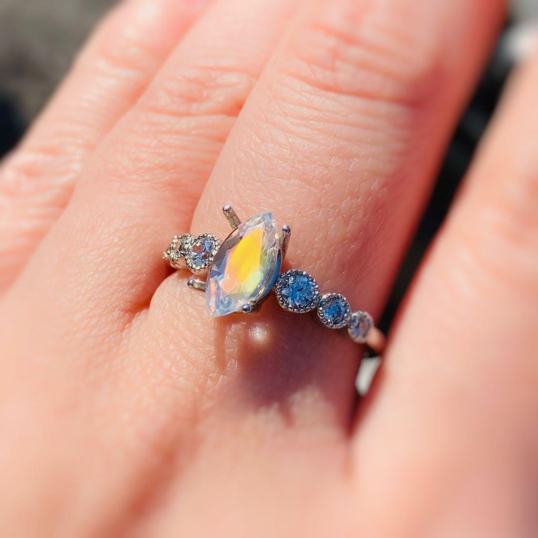 天然石　レインボームーンストーン　天然石リング　ルース　オーダーリング