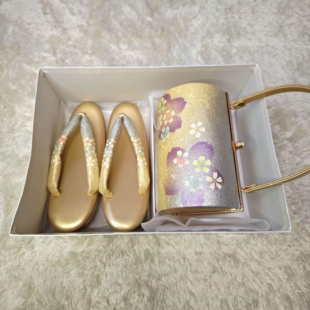 【つばき様】桜 花柄 和装用バッグと草履セット　礼装　振袖　成人式　卒業式　和装