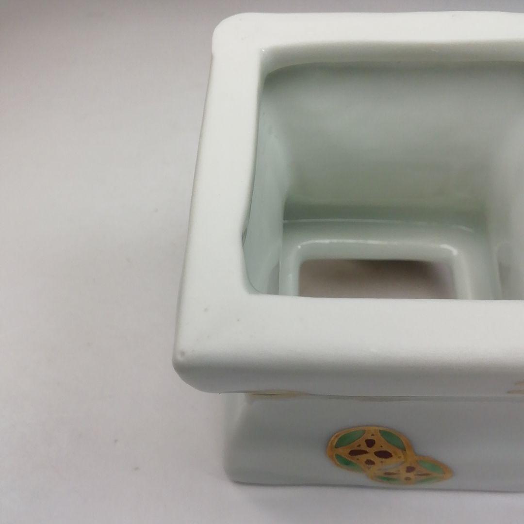 Ｗ５０　蓋置　『色絵　一閑人』『高野昭阿弥 造』　共箱　茶道具