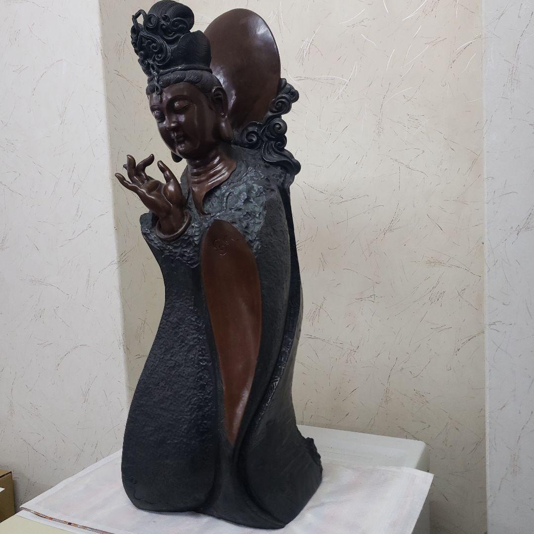 Ｂフライデー蔵出し特価金属製仏像風モダンアート彫刻 約68cm13,5kg作家物