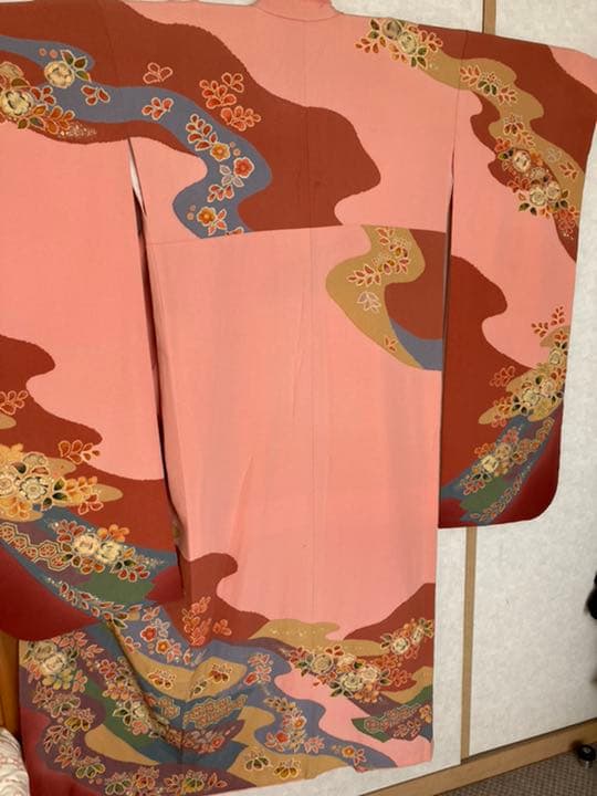 【冬SALE】着物◎振袖 袷 辻が花 十日町染匠 桐屋翠山工房 落款 暈し染