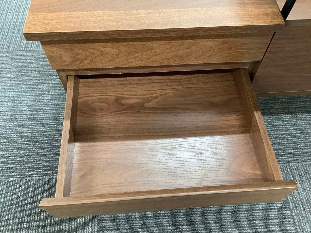 木製昇降テーブル デスクとテーブルの2way 引き出し+スライド収納付き