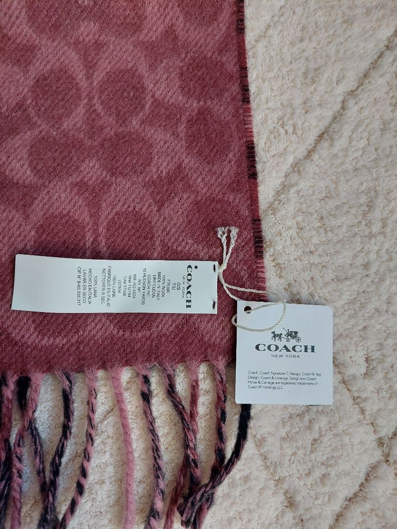 ✨未使用品✨コーチCOACHリバーシブルチェックマフラー　ピンク