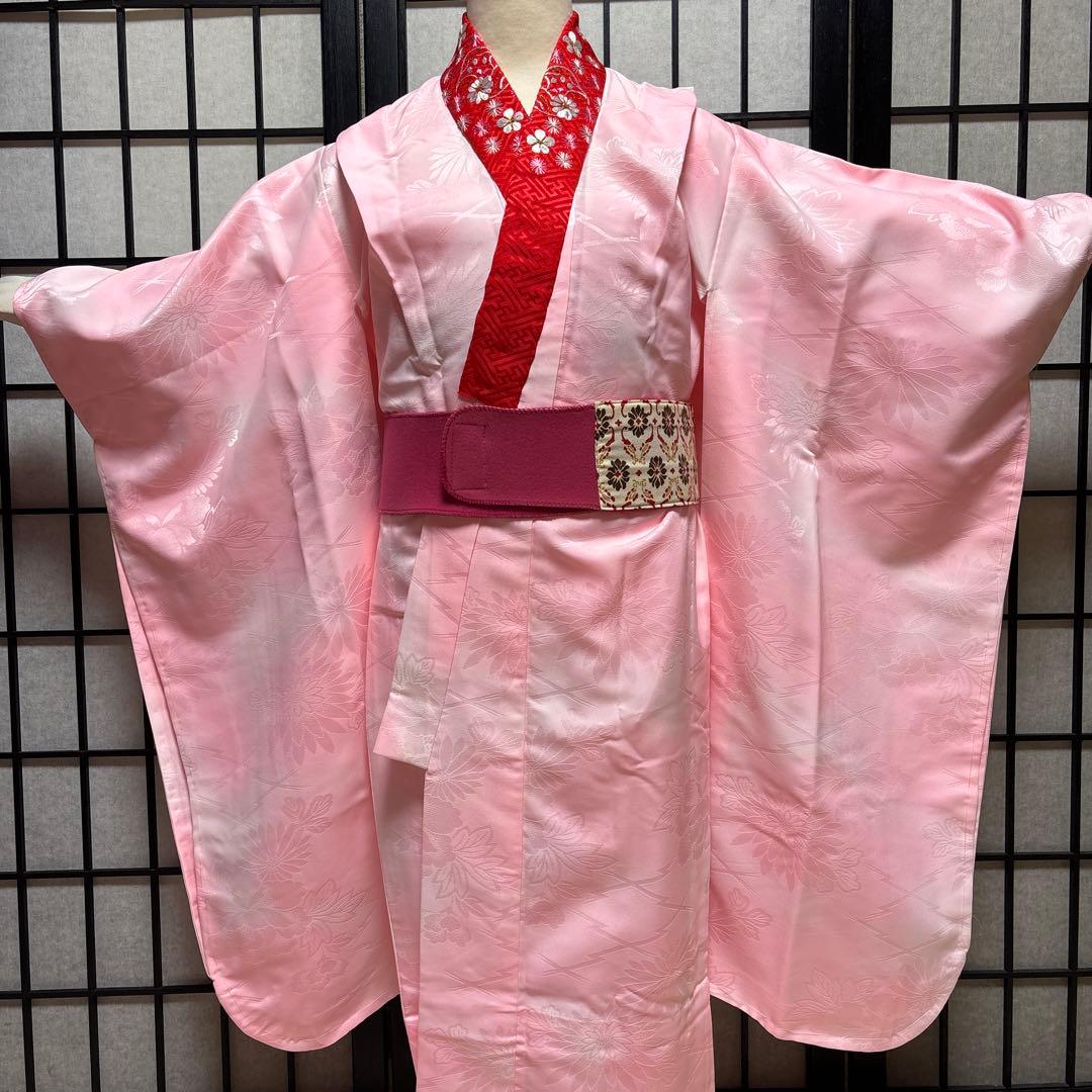 七五三　着物セット　7歳　正絹　絞り　友禅　桜色　美品　新品