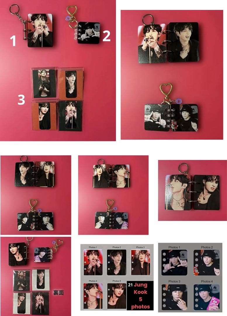 BTSJungkookアクリルフォトアルバムキーホルダー•マグネットブックマーク