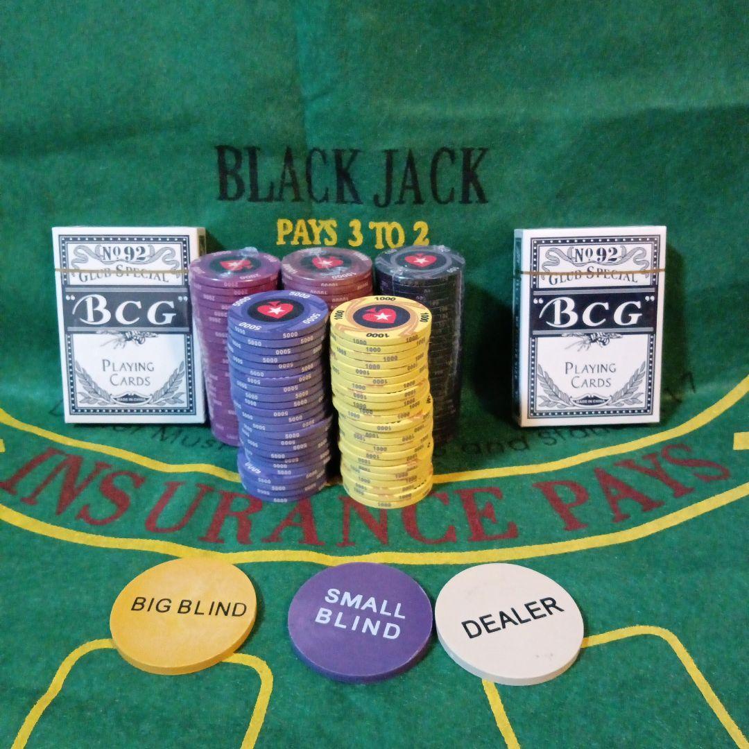 ブラックジャック　カジノチップ　75枚　トランプ2個セット