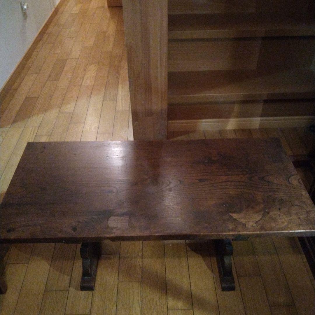 寺子屋机　総欅造り　玉杢　江戸時代　象嵌あり