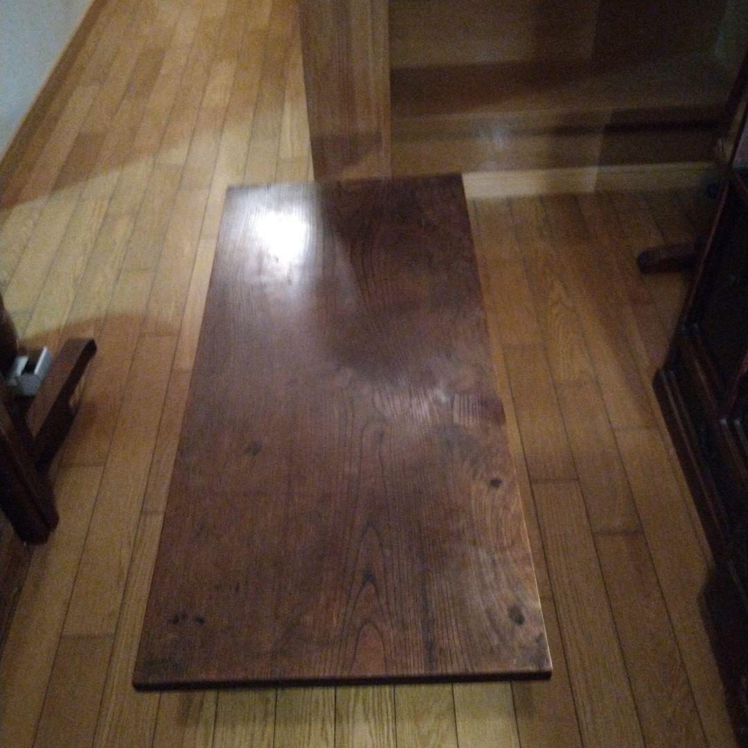 寺子屋机　総欅造り　玉杢　江戸時代　象嵌あり