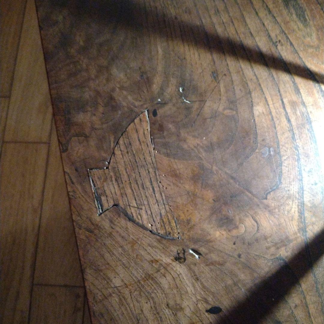 寺子屋机　総欅造り　玉杢　江戸時代　象嵌あり