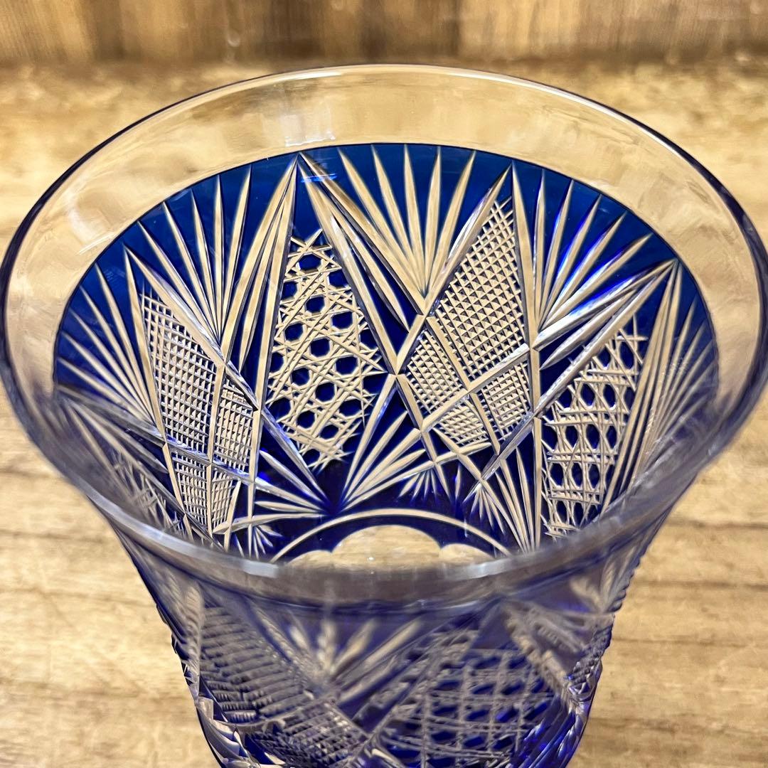 アンティーク 菱宝切子 薩摩切子 グラス カメイガラス 共箱付き