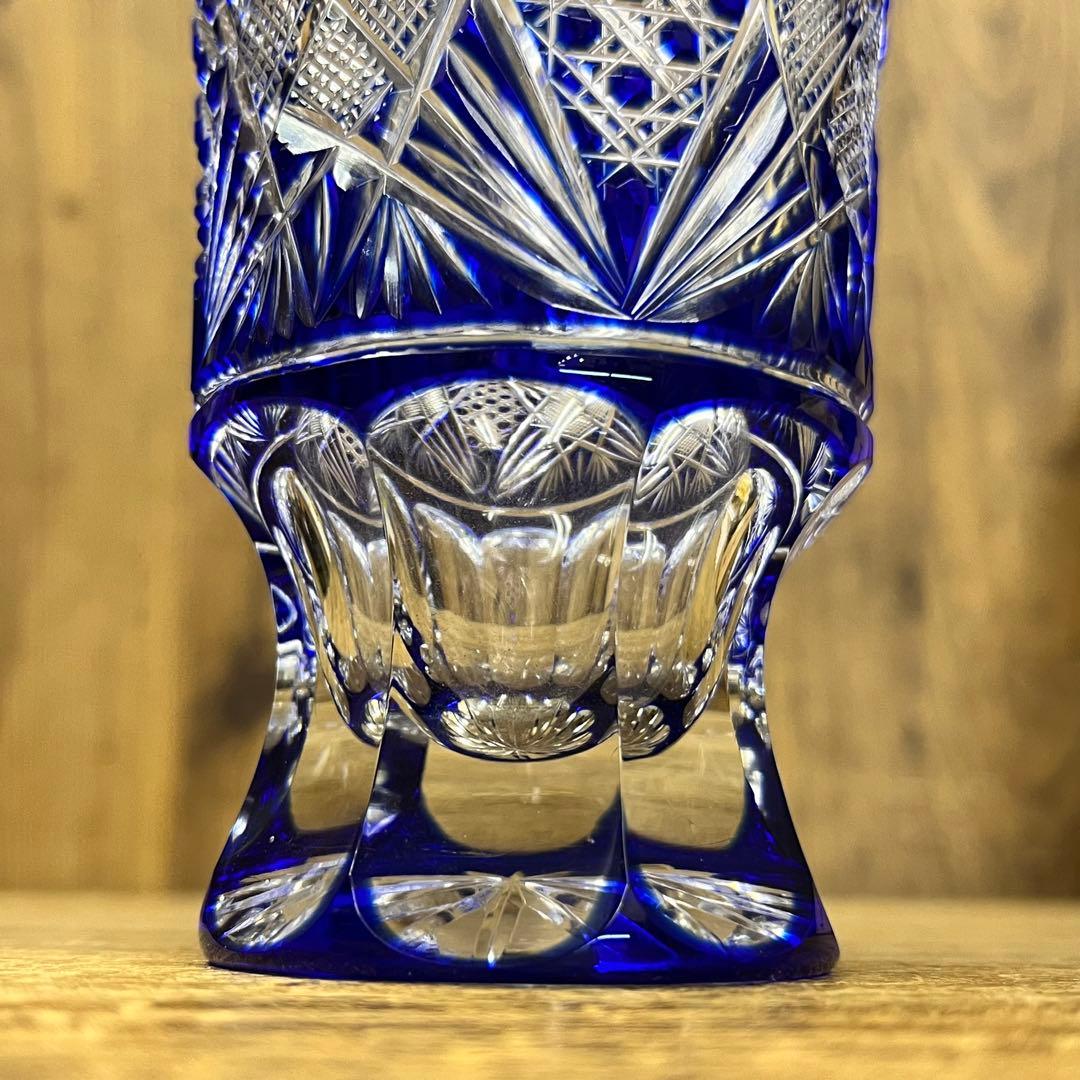 アンティーク 菱宝切子 薩摩切子 グラス カメイガラス 共箱付き