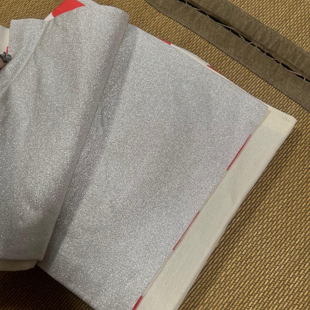 ふりふ　赤い花柄振袖と袋帯セット