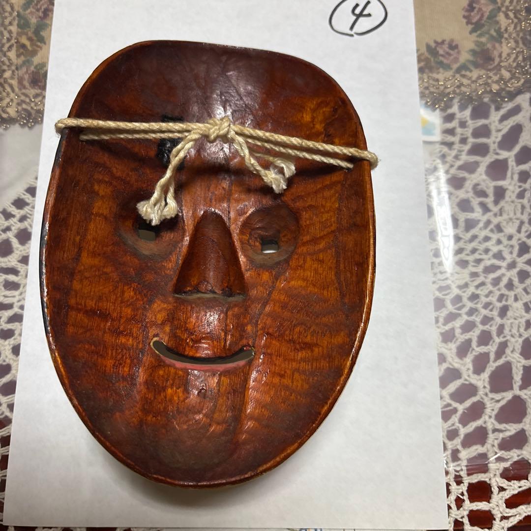 能面 白色 木製 伝統工芸品