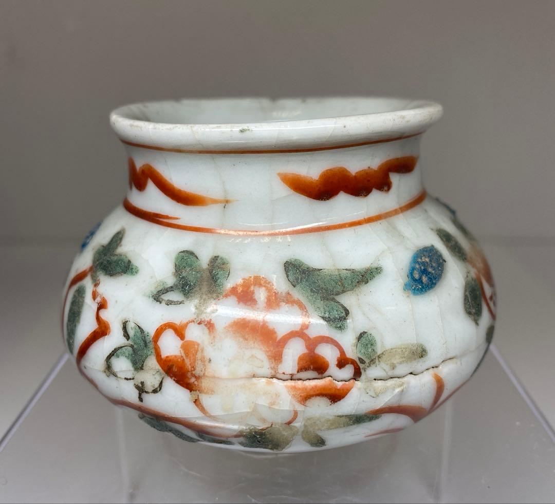 中国明時代　呉州赤絵小壺　幅約9㎝　東Y7-0331☆2Fタルチ