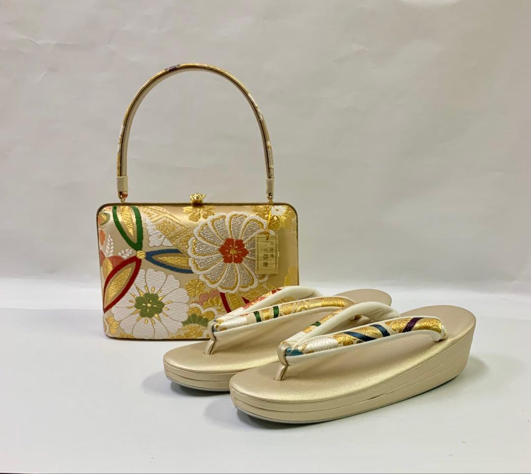 m　正絹　帯地西陣織　 　高級草履バック ZB146