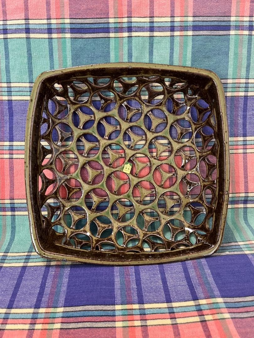 ☆値引き中☆常滑焼　陶房杉　角型-網目の大皿