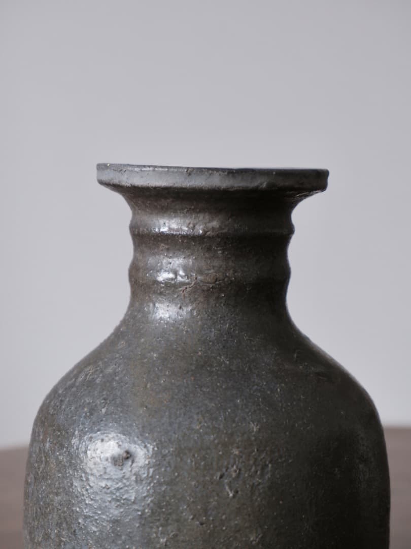 新羅土器　徳利　朝鮮美術　自然釉　酒器　花瓶　花入　古道具　Q1966