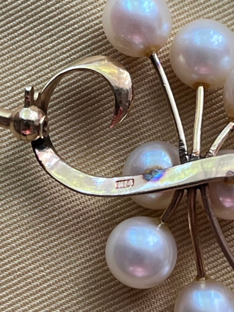 K14 レトロ　真珠　ブローチ